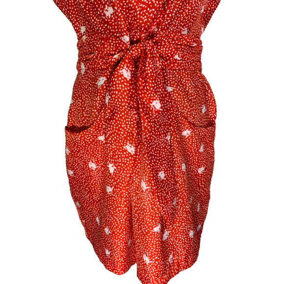 ANTHROPOLOGIE x HI THERE Red Lotty Petal Wrap Dress - Picture 8 of 16